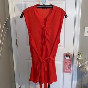 Unique Spectrum Tie front Orange Top